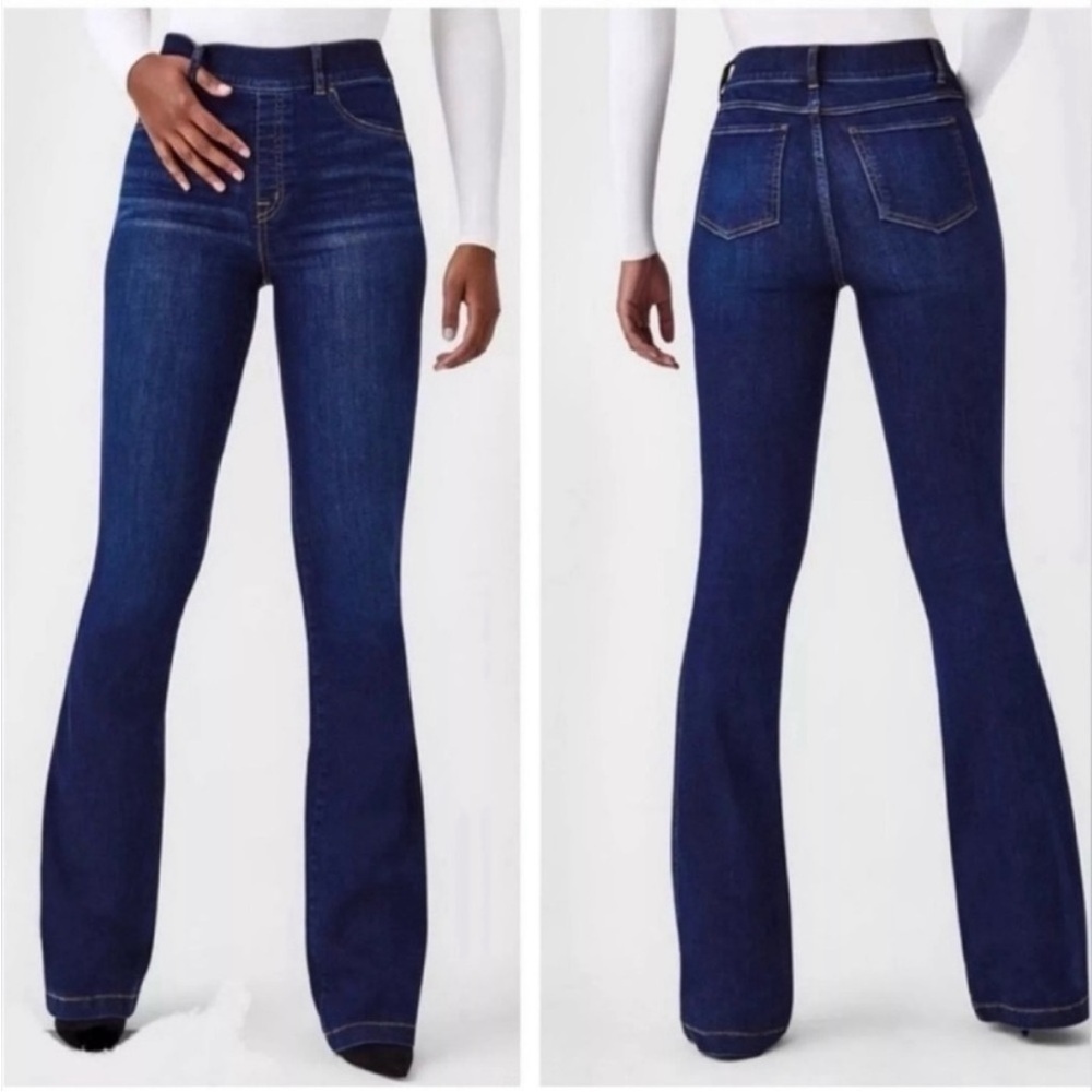 NWT SPANX Flare Denim Jeans Midnight Shade